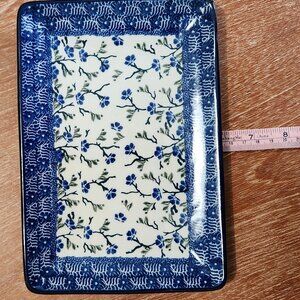 Polish Pottery tray with Ivy pattern by Boleslawiec